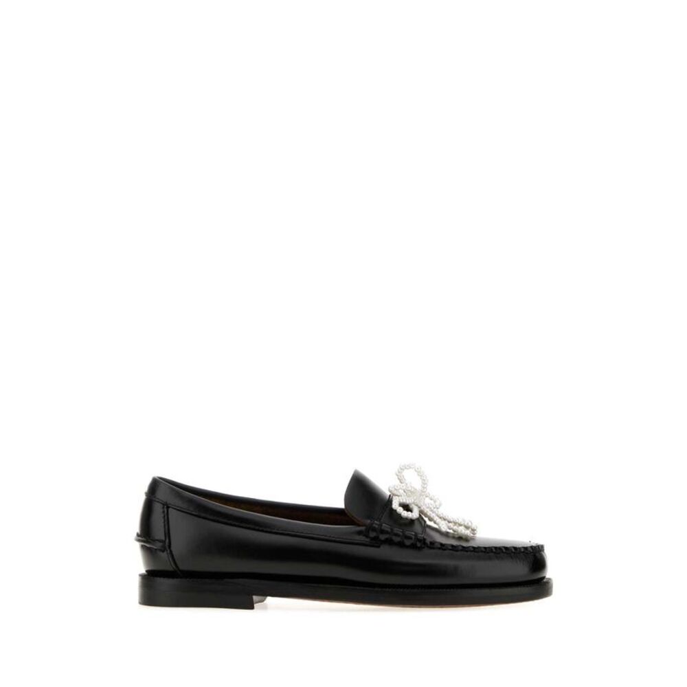 Sebago Women Black Leather Dan Pearls Loafers